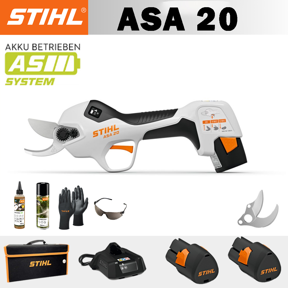 【STIHL】ASA20*1, lithiová baterie*2, úložný box*1, řezací hlava*1, nabíječka*1