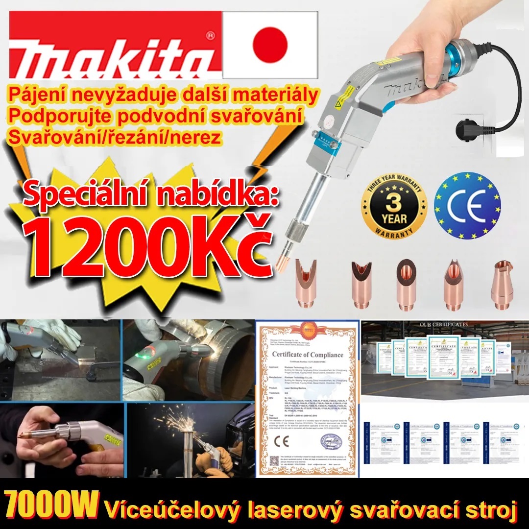 5000W multifunkční laserový svařovací hořák (svařování zlato/stříbro/měď/železo/hliník/nerezová ocel), dokáže svařovat materiály o tloušťce 0-10 mm (tři v jednom - svařování/řezání/odstranění rzi)